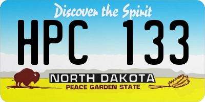 ND license plate HPC133