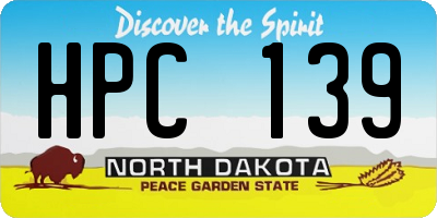 ND license plate HPC139