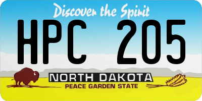 ND license plate HPC205