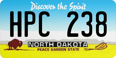 ND license plate HPC238