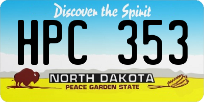 ND license plate HPC353