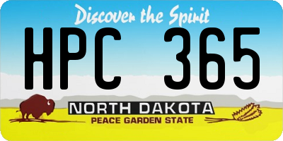 ND license plate HPC365