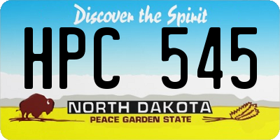 ND license plate HPC545
