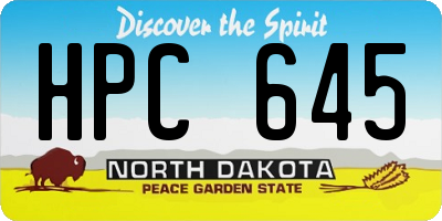 ND license plate HPC645