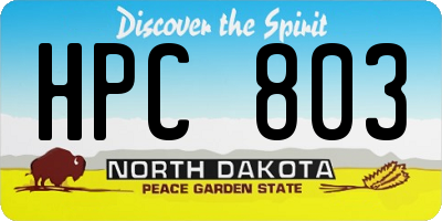ND license plate HPC803