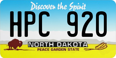 ND license plate HPC920