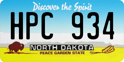 ND license plate HPC934