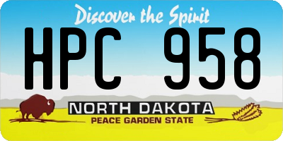 ND license plate HPC958