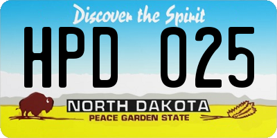 ND license plate HPD025