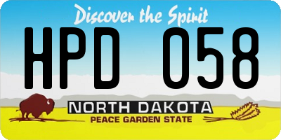 ND license plate HPD058