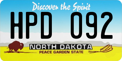 ND license plate HPD092