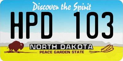ND license plate HPD103