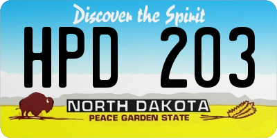 ND license plate HPD203