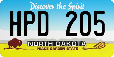 ND license plate HPD205