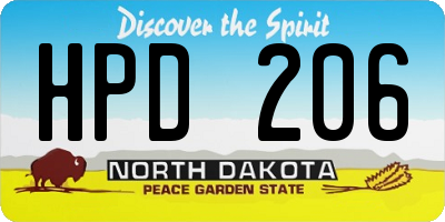ND license plate HPD206