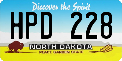 ND license plate HPD228