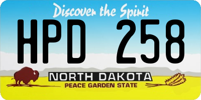 ND license plate HPD258