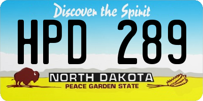 ND license plate HPD289