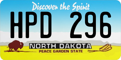 ND license plate HPD296