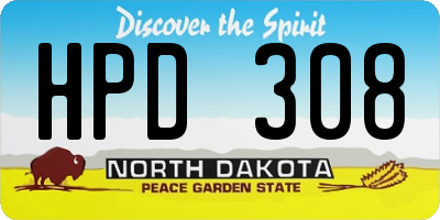 ND license plate HPD308