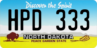 ND license plate HPD333