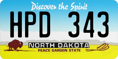 ND license plate HPD343