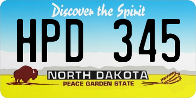 ND license plate HPD345