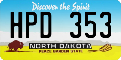 ND license plate HPD353
