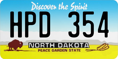 ND license plate HPD354