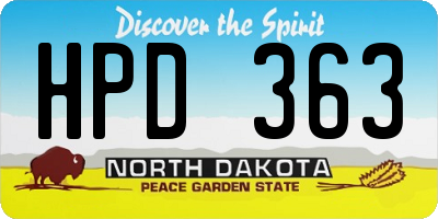 ND license plate HPD363