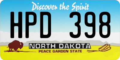 ND license plate HPD398