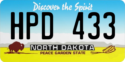 ND license plate HPD433
