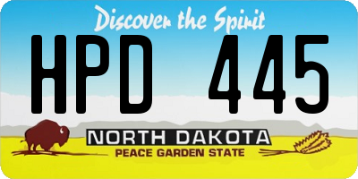 ND license plate HPD445