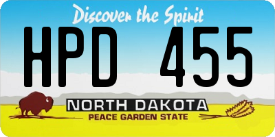 ND license plate HPD455