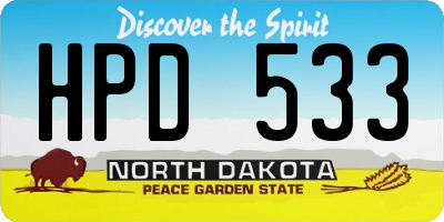 ND license plate HPD533