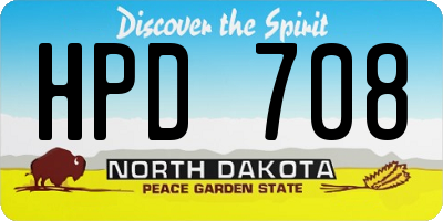 ND license plate HPD708