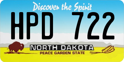 ND license plate HPD722