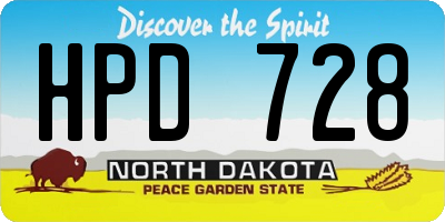 ND license plate HPD728