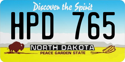 ND license plate HPD765