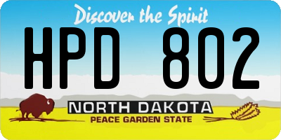 ND license plate HPD802