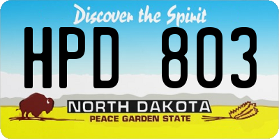 ND license plate HPD803