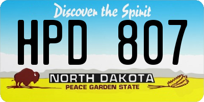 ND license plate HPD807