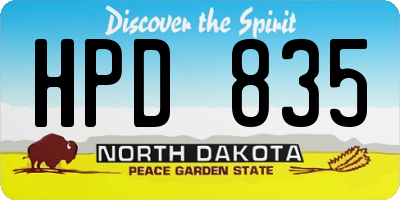 ND license plate HPD835
