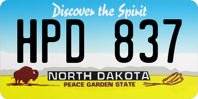 ND license plate HPD837