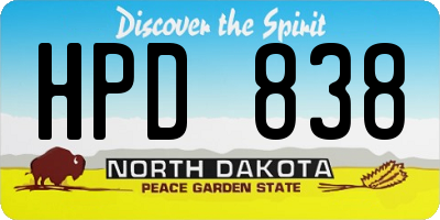 ND license plate HPD838