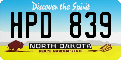 ND license plate HPD839