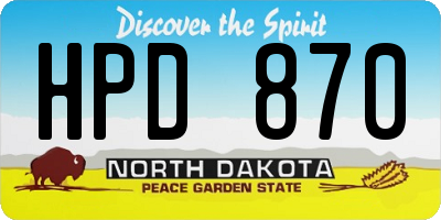 ND license plate HPD870