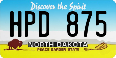 ND license plate HPD875