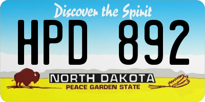 ND license plate HPD892