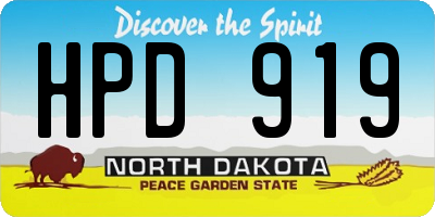ND license plate HPD919